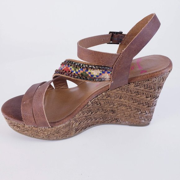 JellyPop Beaded Wicker Wedge Size 8 - Picture 3 of 14